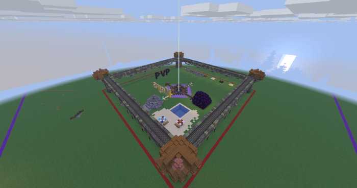 The walled spawn compound on StealzerSMP2, seen from above